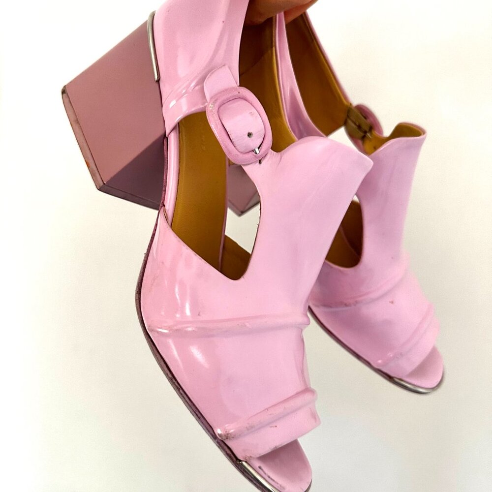 Balenciaga Pink Shoes, Cutout Patent Leather, Block Heel. Size 39 (8.5 US) - Picture 13 of 16